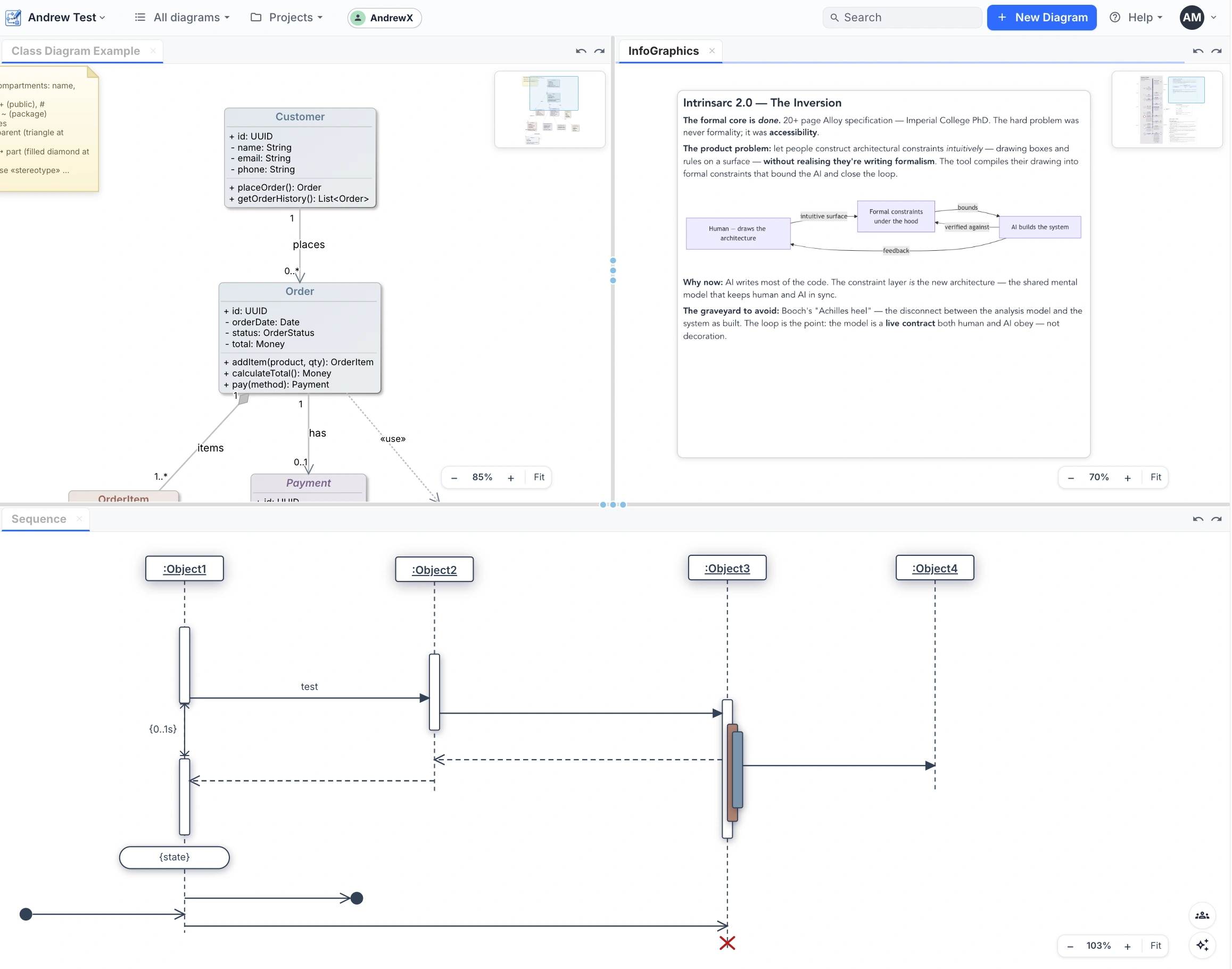 DrawMode with several diagrams open in split panes